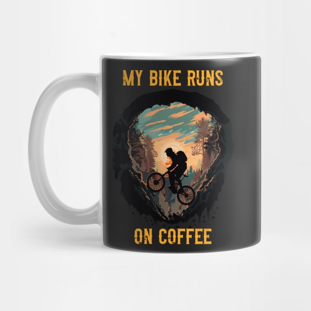 My Bike runs on coffee Mountain biking through the woods by HomeCoquette